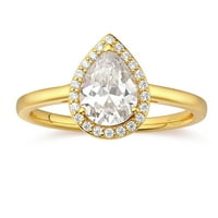 10k žuti zlatni kruški kruški oblik moissite kubični cirkonijski angažman prsten nakit pokloni