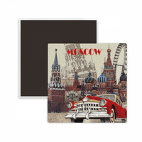 Crveni klasični automobili Moskov ilustracija Kvadrat Cracs Frižider Magnet Sadržaj memento
