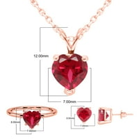 Karatni oblik srca Simulirani rubni pasijans fini nakit set-privezak sa 18 lanca, minđuše, prsten u