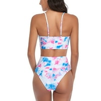 Žene kupaćih kostima dqueduo ženski modni rezervoar V-nectie-boje ispis dvodijelni kupaći kostim kupaći