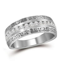 14k bijelo zlato okruglo Diamond Wedding Grčki ključni prsten CTTW