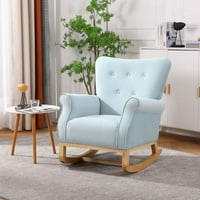 Tapacirana stolica za ljuljanje s tkaninom podstavljenom sjedalom, udobnom rockerskom punom drvetu za