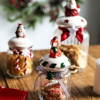 Božićna prozirna staklena staklenka sa slatkim poklopcem, božićna temama za kuhanje za kolače šećerne