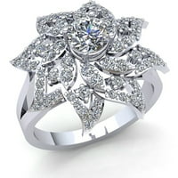 1carat okrugli rez dijamantski dame cvijet pasijans godišnjica angažovanog prstena čvrstog 10k ruža,
