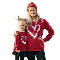 Daznico Family Božićni PJS Podudaranje ženskih dugih rukava Okrugli izrez Love Love Print casual dukserice