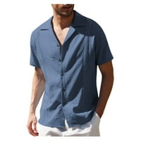 Puawkoer mužjak ljetni casual top košulje veznog ruba čvrsta majica kratki rukav top majica rever ovratnik