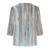 Gosuguu Clearence Tops rukav za žene Ljeto tiskovina v izrez T majice Dame Bluzes Cracy Crochet Majica