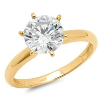 CT sjajan okrugli rez prozirni simulirani dijamant 18k žuti zlatni pasijans prsten sz 9.5