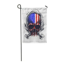 Flag Crna i bijela ljudska lubanja Stilizirana vektorska ilustracija USA usad bašte zastava ukrasna