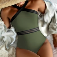 Ženski kupaći kostimi seksi čvrsta boja Beachwear bikini setovi jedan kupaći kostim za žene zeleno xl