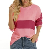 Kpoplk Žene Jesen Zimska boja blokove Dukserice Žene pulover sa čvrstim bojama okrugli vrat Topli džemper