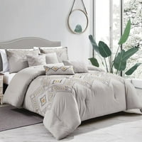 HGMART posteljina Komfornik set luksuznog kreveta u torbi - kraljica veličine, siva, brona