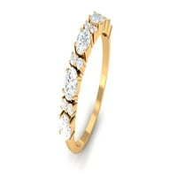 1. Ovalni i okrugli moissitni prsten za žene, poluvremeni prsten za vječnost, certificirani moissitni polu vječni prsten, 14k žuto zlato, US 4.00