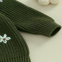 Novorođene dječje djevojke pleteni džemper cvjetni vez casual topli dugi rukav pulover za dijete za
