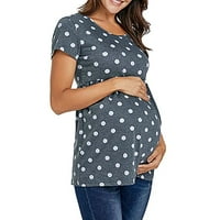 Majica kratkih vrhova Ženska bluza T Ležerne tipke Tunika Trudna materinska materinska materinska bluza