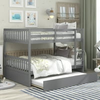 Potpuni krevet na kat sa punim drvenim drvenim krevetom sa dvostrukim veličinom, ljestvicama, zaštitni