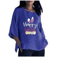 Ženska sretan uskršnji dan slobodno elegantno pamučno posteljina bluza Tunika Dressiony Lady Work Bluzes