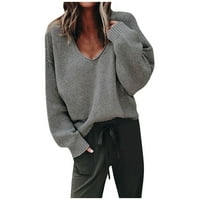 WAVSUF pulover Dukseri za žene plus veličine casual s dugim rukavima s dugim rukavima s dugim rukavima