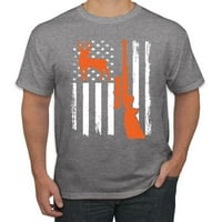 Nevolje američka zastava Hunter Buck lov na mušku grafičku majicu, Heather Grey, 4xL