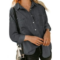 Jean Jackets za žene Modni rukav grudi sa punim bojama Thene Single Fall Cardigans Jean jakna crna veličina
