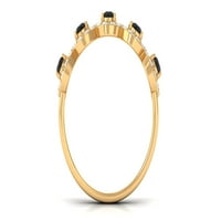 Klasična crna spisela od pola vječne prsten sa moissite Halo - AAA kvaliteta, 14k žuto zlato, US 4.50