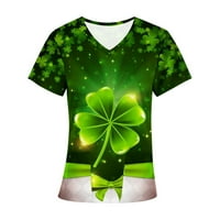 Shamrock Day St. Patrick scrub_tops za ženska ležerna majica V-izrez sa džepovima sestrinstvena ravna
