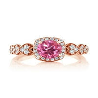 Gem Stone King 1. CT okrugli ružičasti Mystic Topaz 18K ružičasto pozlaćeni srebrni prsten