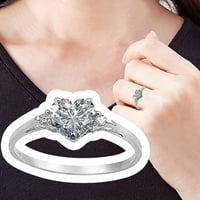 Podesivi prsten od pluse sterling srebrni simulirani dijamantni zaručni prsten u obliku srca sa obećavajućim