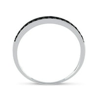 Ženska čvrsto srebrna srebrna okrugla crna boja Poboljšani dijamant Bridal Wedding Ring Band Set CTTW
