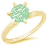 3CT okrugli rez zeleni simulirani dijamant 18k žuti zlatni gravirajući izjavu bridalne godišnjice Angažovanje