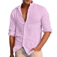 Muški gumb s dugim rukavima ljetna plaža casual majica za muške vrhove dugih rukava ljubičaste veličine