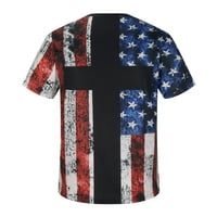 Penkaiy Muška modna ljetna neovisnost Dan Neovisnosti Cross Casual Labavi majica kratkih rukava Majice