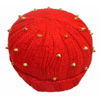 Crveni pleteni palijski kapa sa zlatnim šiljcima