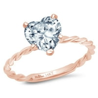 2. CT Sjajno srce Clear Simulirani dijamant 18k 18k Rose Gold Solitaire Prsten SZ 9.25