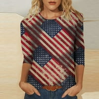 4. jula tunički vrhovi za žene labave fit crewneck rukave majice američke zastave Patriotske majice