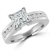 Veličanstvo dijamanti MD180108-4. 1. CTW Princess Diamond Solitaire sa Accentima zaručnički prsten u