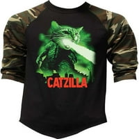 Muška majica Catzilla Attack Camo Raglan Baseball majica mali Camo