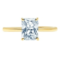 1. CT sjajan zračenje Clear Simulirani dijamant 18k žuti zlatni pasijans prsten sz 8.5