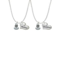 Delight nakit Silvertone Mini 2-D Snowman Majka i kćerke srčane ogrlice, 19 + 2