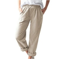 Airpow Slatke pantalone za žene, Ležerne prilike Casual Solid Color Elastične struke Komforne ravne