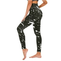 Clear Slim Fit ženske ležerne tiskane joge hlače visoke struk labave ravne duge hlače crne m