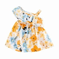 Tosmy Kid's Girls Odjeća Pamučna mješavina haljina koso ramena cvjetna haljina ljeta Ležernu haljinu