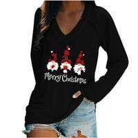 Naughtyhood Women Crveno vino Staklo Božićna majica smiješni božićni pulover Xmas Santa šešir grafički