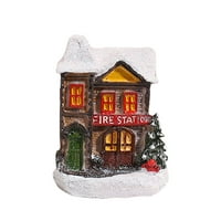 Sprifallbaby Božićna sela Kuće LED svijetlo Ukupno snijega Scena Figurica ukrašavanja tablice za dom