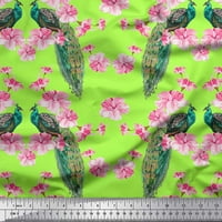 Soimoi Poly Georgette tkanina cvjetna i paun ptica za štampanje tkanine sa širokim dvorištem