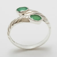 Britanci napravio je 10k bijelo zlato prirodno smaragdno ženski prsten žena - Opcije veličine - 7. -