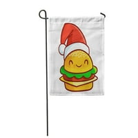 Slatki i smiješni sir burger noseći santa šešir za zastavu za zastavu u dekorativnoj zastavi Baner