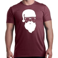 Trgovina 4EVER-a Hipster Santa sa naočarima Božićna grafička majica Srednji maroon