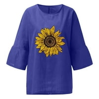 Bluza za žene Ljeto pamučno posteljina gornja moda plus veličine Thirt okrugli ovratnik sredina dugih
