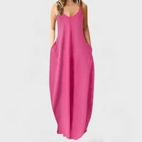 Ženska plus veličina Ženska ljetna udobna modna casual bez rukava s vitka haljina ružičasta